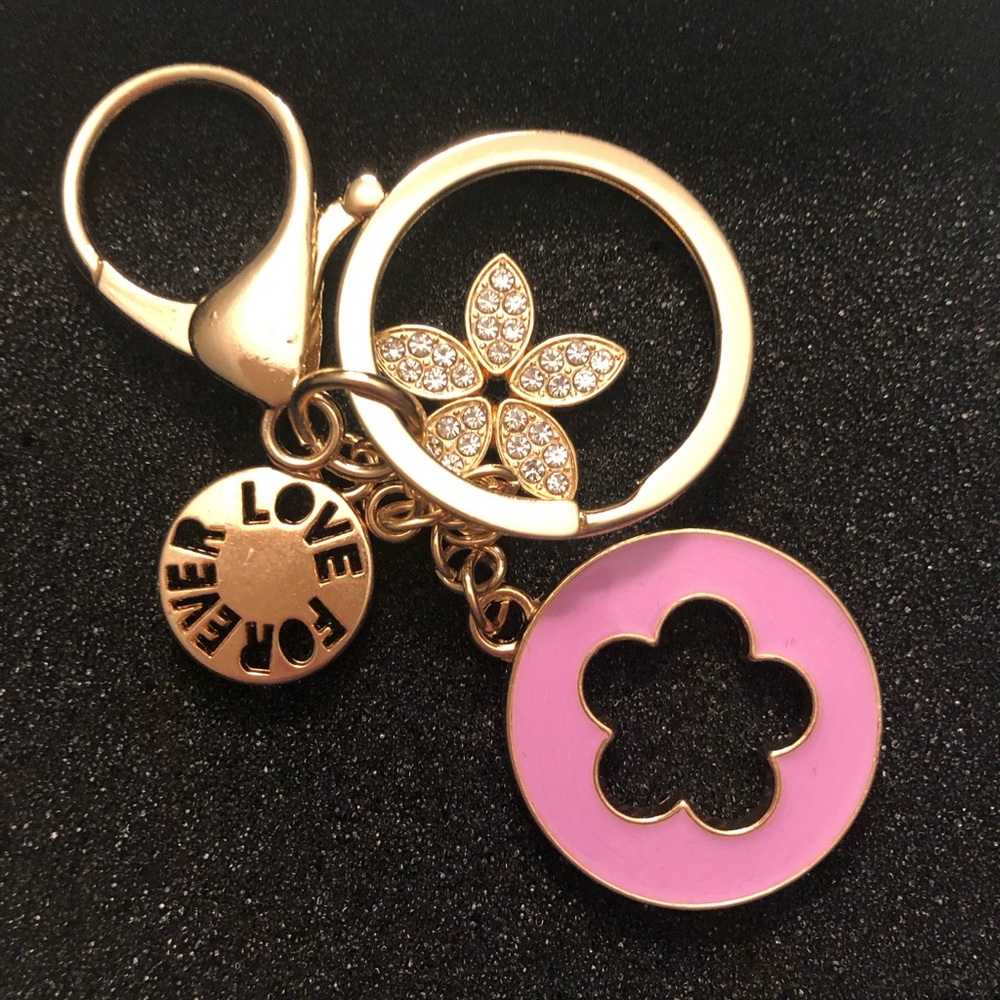 Gold-Tone Lilac Flower Charm Purse Keychain Love Forever 💕🌻 Simple Romantic NEW - Picture 6 of 7